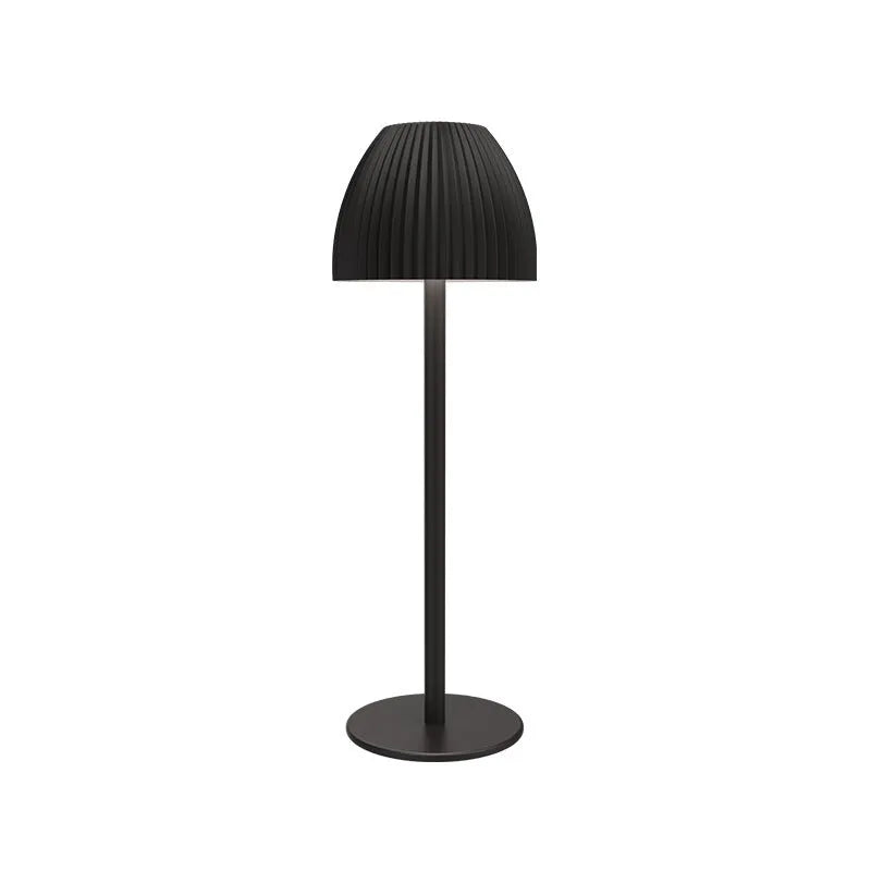 Ins pattern dimming night light with thin round base in black colour showing touch control surface