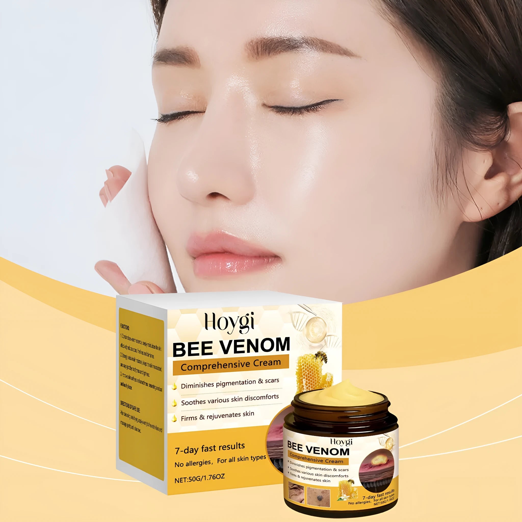 50g pot of neck care cream with hyaluronic acid and collagen formulation