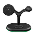Black magnetic wireless charging station with vertical phone stand and USB-C cable