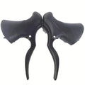 Pair of aluminium road bicycle brake levers in black and black silver finishes