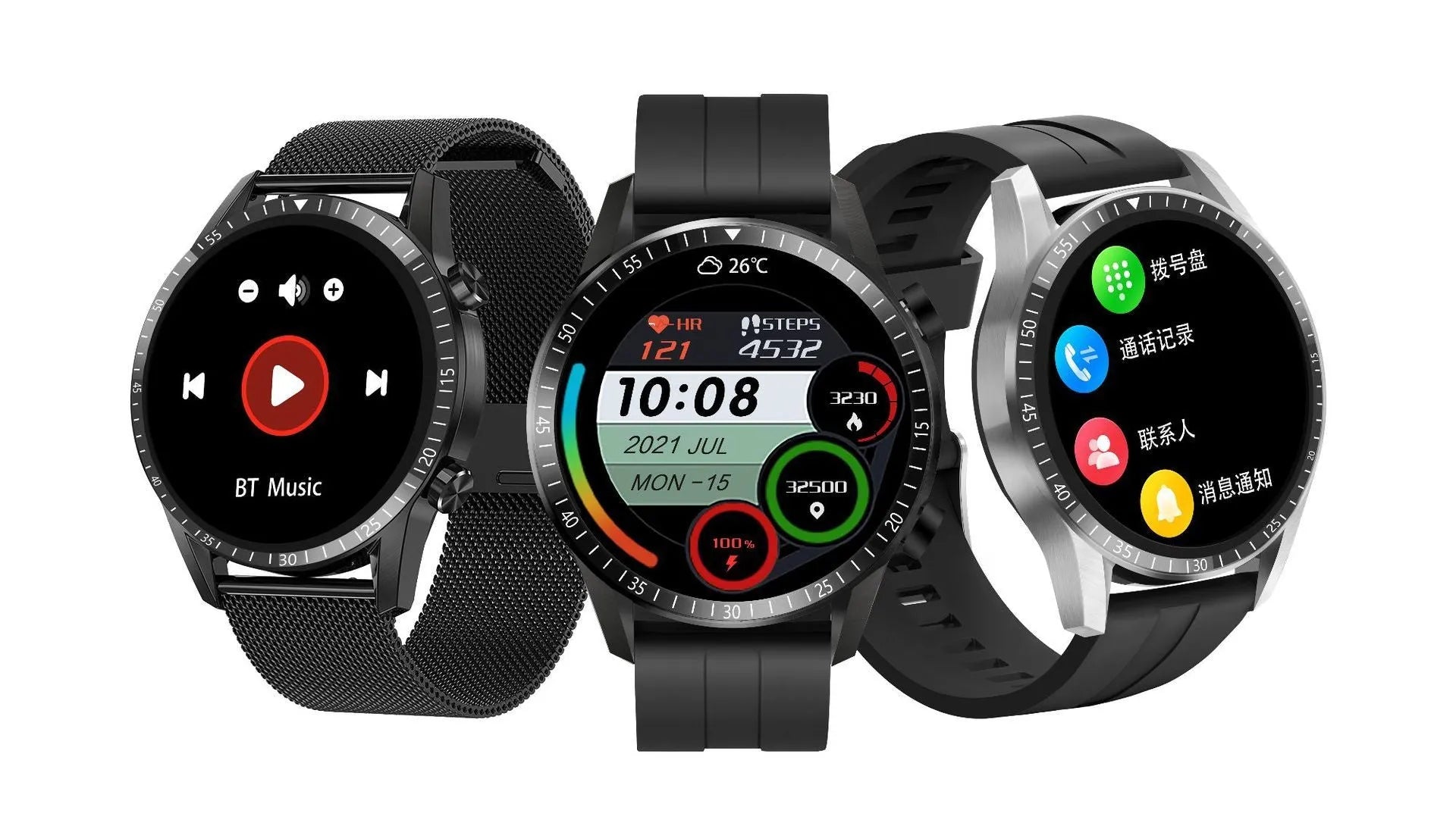 Round smart Bluetooth calling watch with aluminium alloy case and TFT touch screen