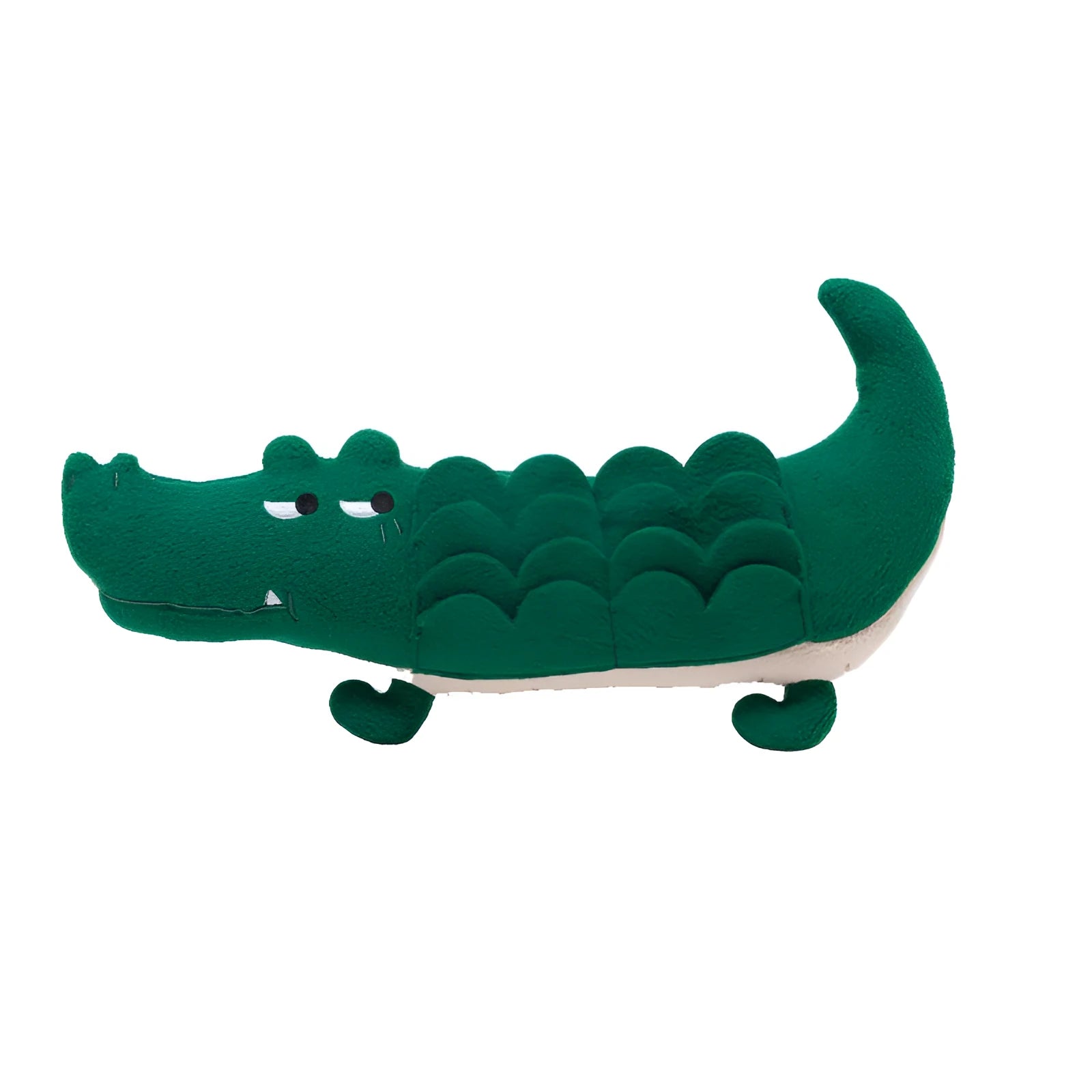 Green durable plush toy dog interactive pet toy measuring 35cm by 18cm