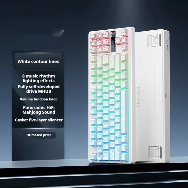Wireless Bluetooth mechanical keyboard with ABS body and side-engraved design, shown in one of twelve styles.