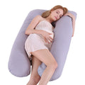 U-shaped pregnancy pillow in ice silk fabric, shown in grey colour.