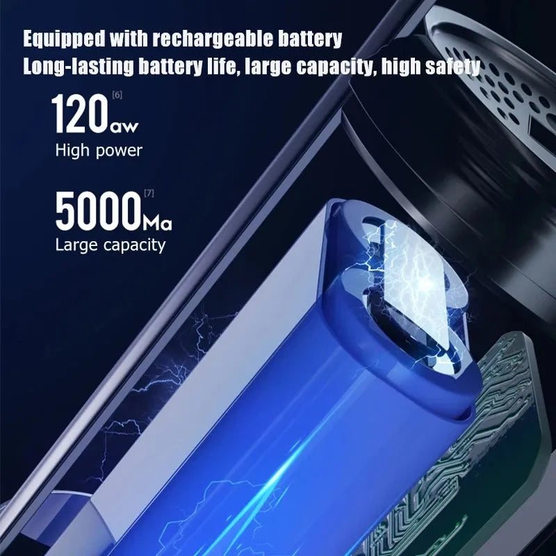 Wireless rechargeable car vacuum cleaner with 8000pa suction, ABS body, brush and long nozzles