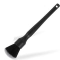 Black car detailing brush with ultra-soft pig hair bristles and a plastic handle.