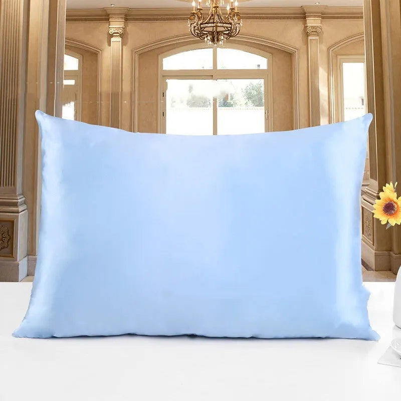 Double-sided silk pillowcase in apricot colour showing smooth fabric texture