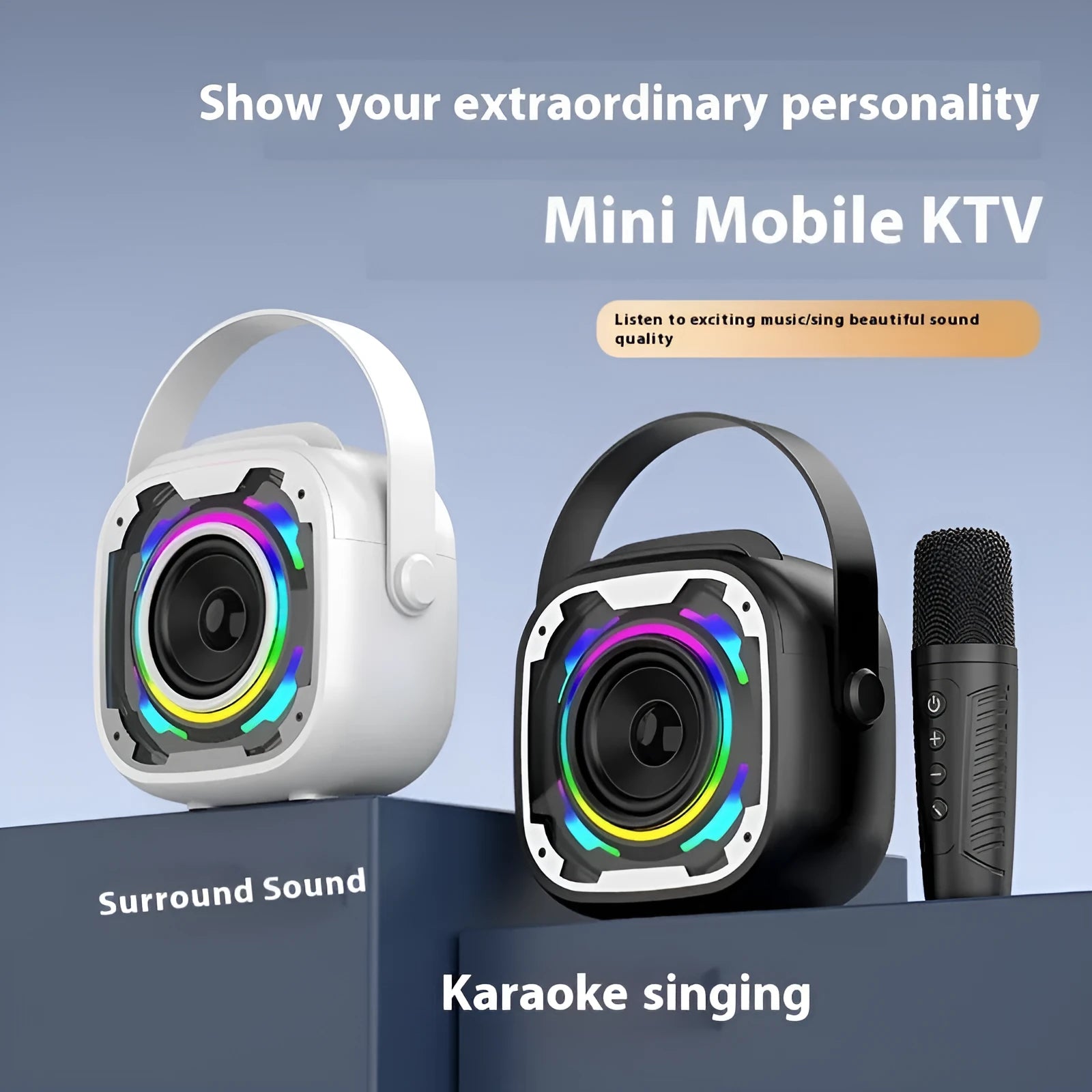 Portable wireless Bluetooth karaoke speaker with microphone in V11 colours