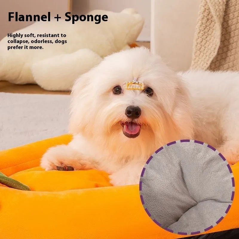 Washable dog bed mat with removable cloth cover in brown, shown in a large size.