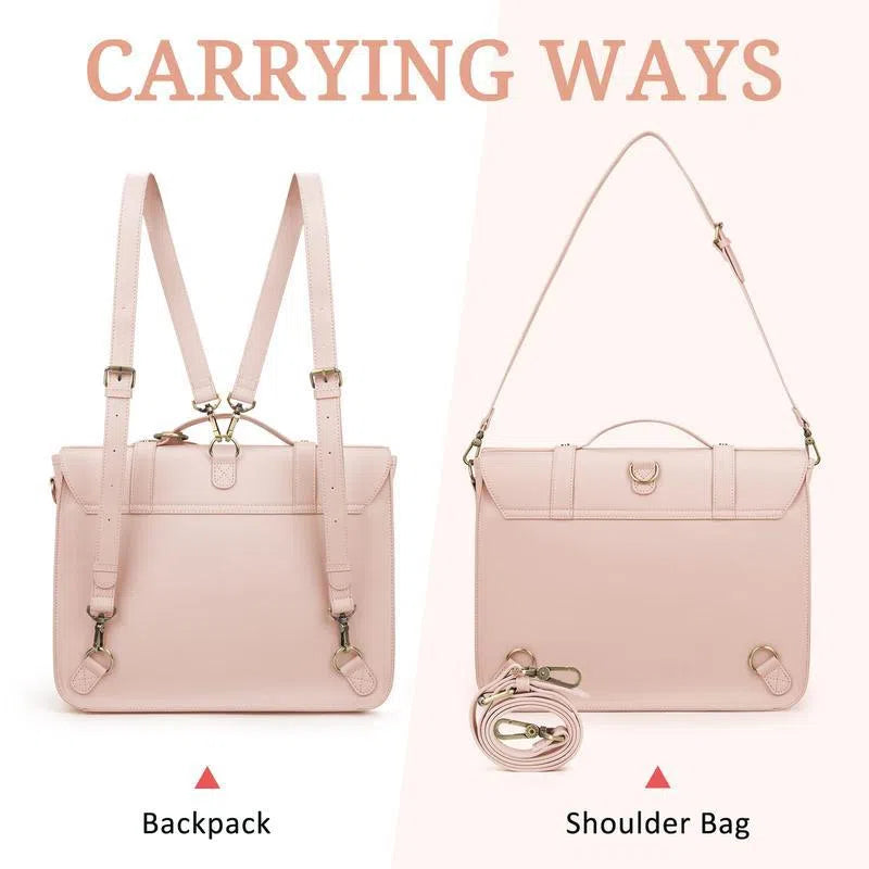 Women's polyurethane butterfly laptop bag in pink with romantic summer garden print