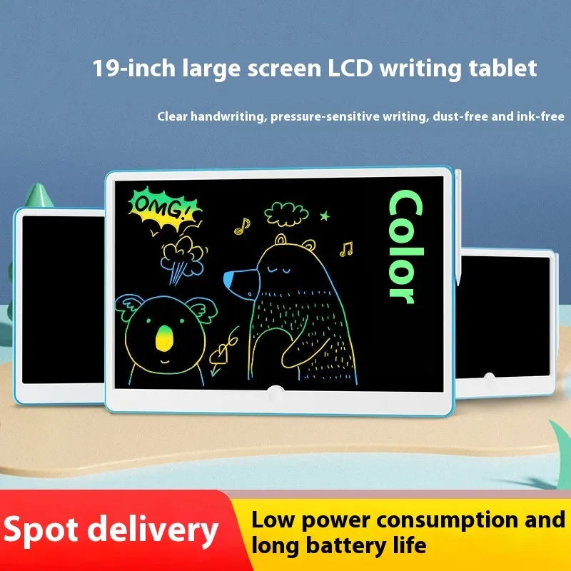 19-inch LCD children's drawing board in blue and white colour with electronic writing stylus