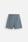 Loose double-sided texture polyester t-shirt and shorts set in blue colour