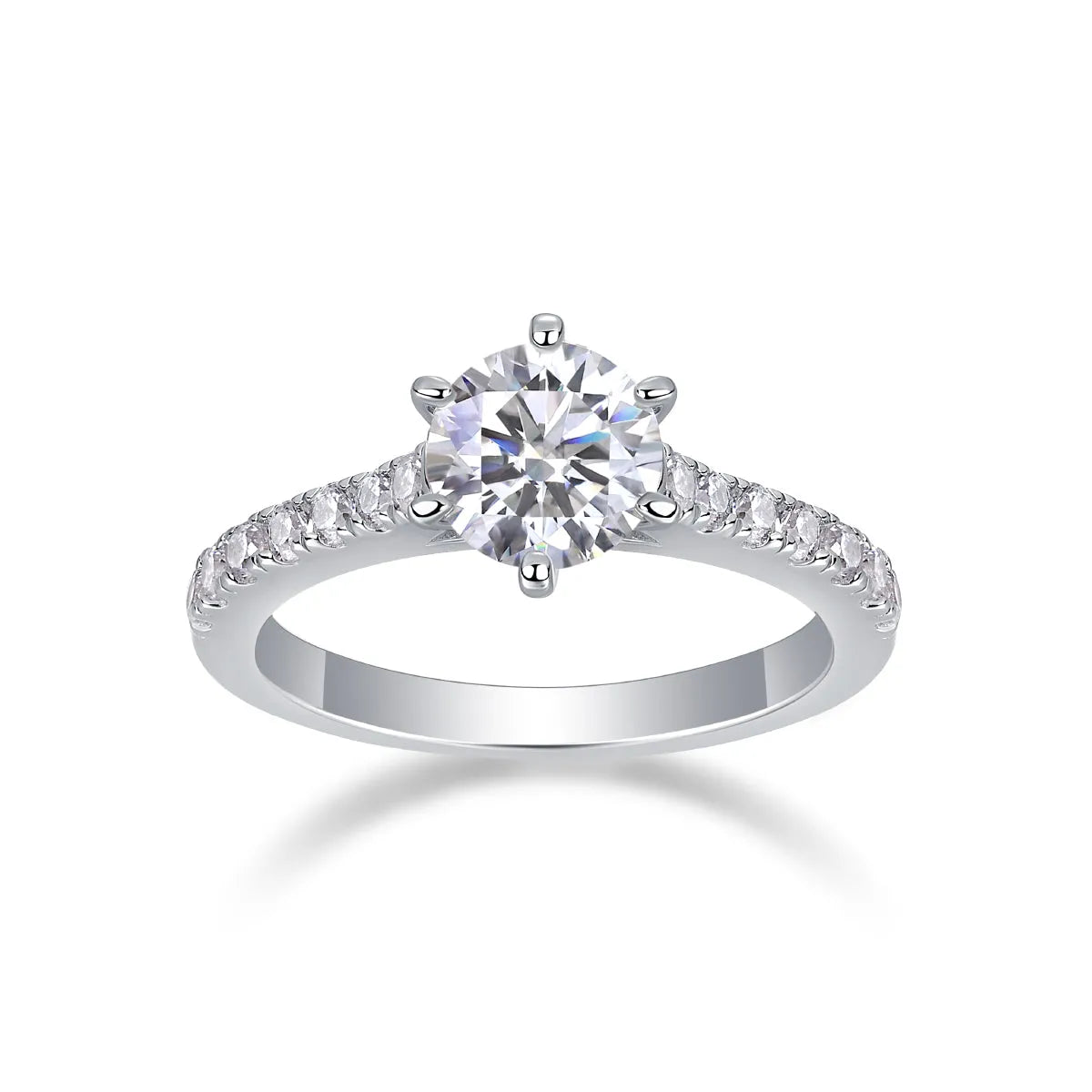 1-carat moissanite wedding ring set, S925 silver platinum plated, gift box, ring sizes 5-9