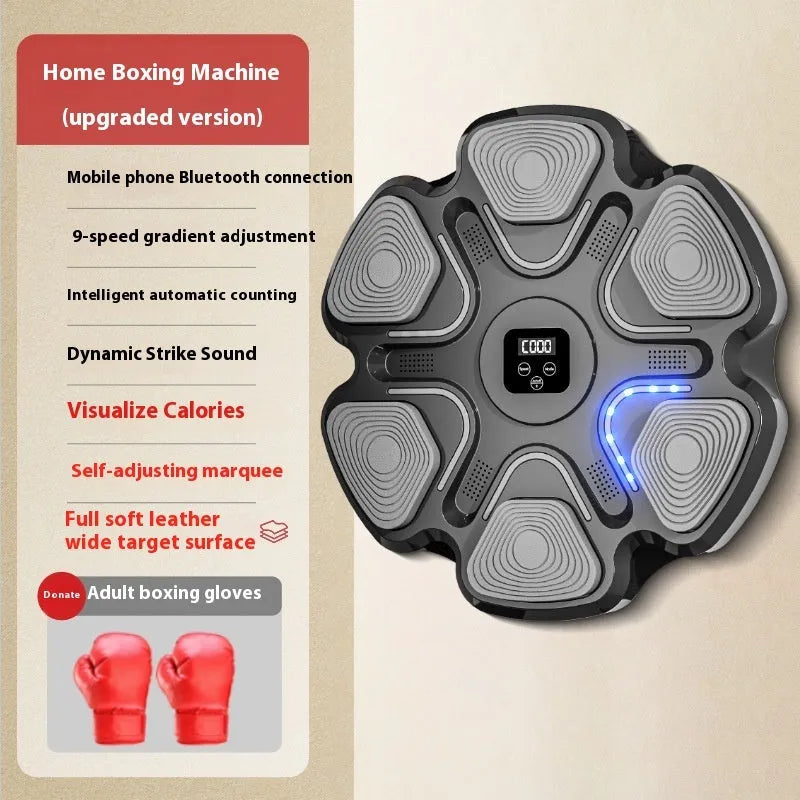 Smart music boxing machine wall target with electronic display and focus gloves for home fitness training