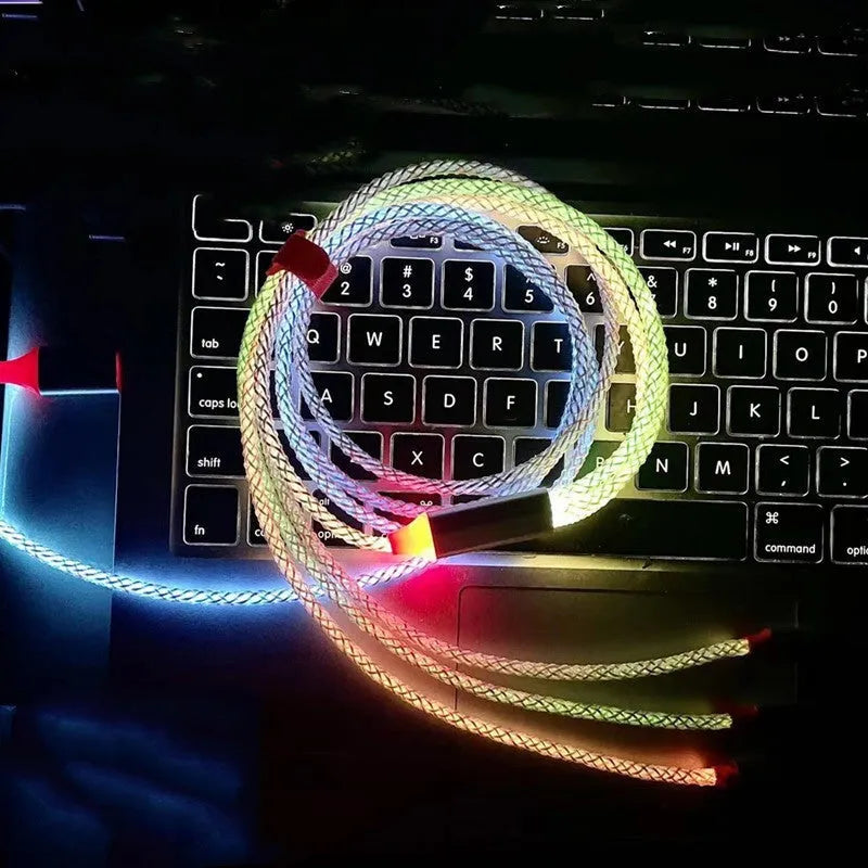 Colourful phantom gradient 1.2m data cable with Lightning, Micro USB and TYPE-C connectors