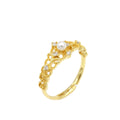 Women's gold-plated antique hollow geometric ring with adjustable opening in colour JZ-36 on a silver base