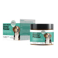 150g container of natural dog dental cleaning powder for plaque control and fresh breath