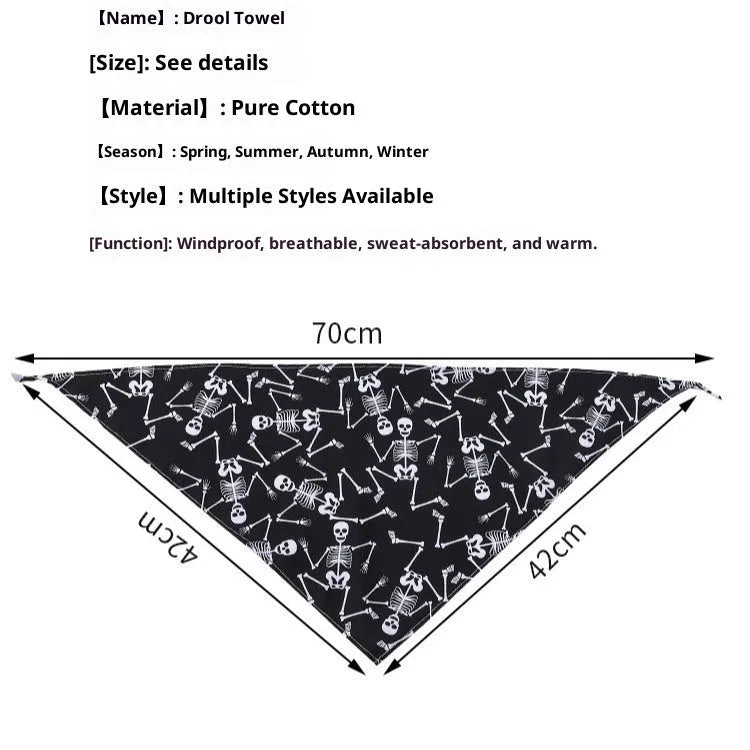 Nylon pet scarf with cartoon print for Halloween, available in 43cm or 65cm length, model 14 style
