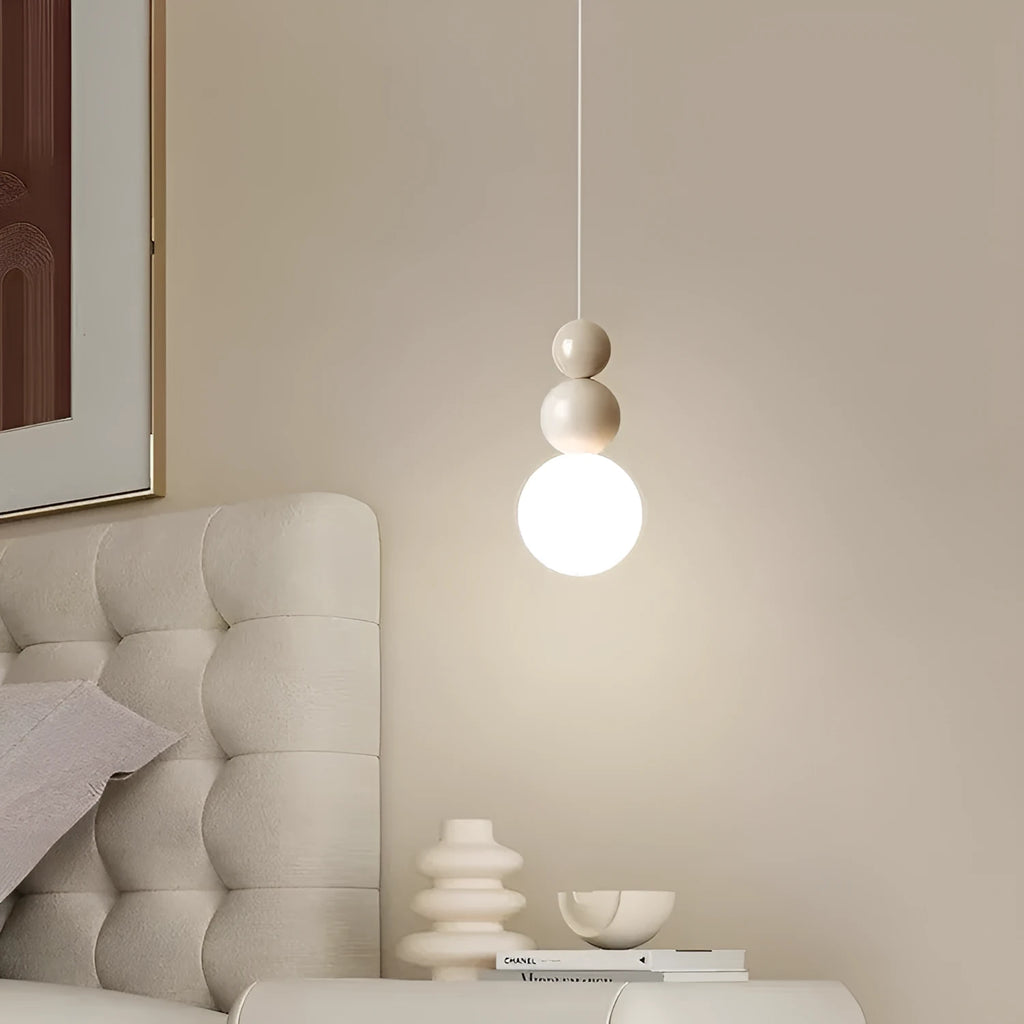 Cream Nordic pendant chandelier with 2 heads, chrome finish, for bedroom dining room 220V