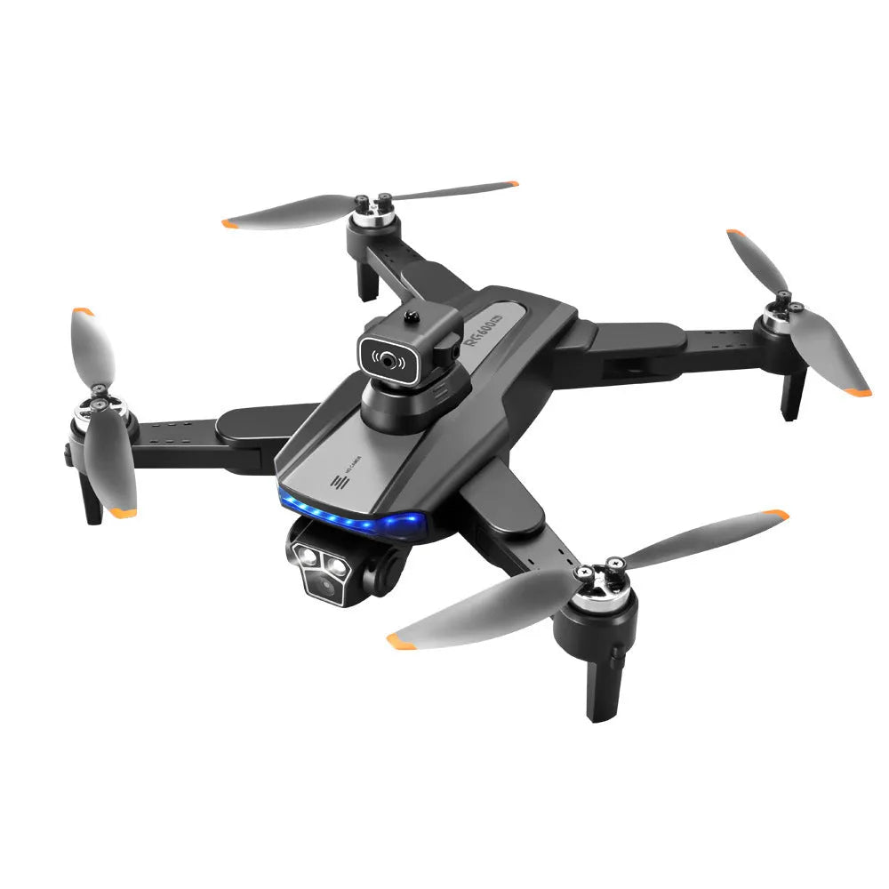 Orange plastic UAV drone with four-side obstacle avoidance and brushless motor