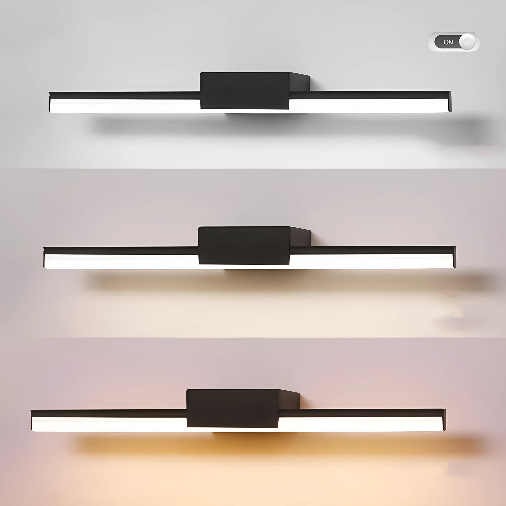 LED bathroom mirror headlight wall light with 110mm projection, available in black or white, 40-60cm size options