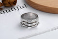 S925 sterling silver cold style irregular geometric ring with adjustable opening, yellow gold finish, round element