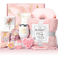 Aromatherapy gift set with candle, soap, and bath salts in modern plastic gift box