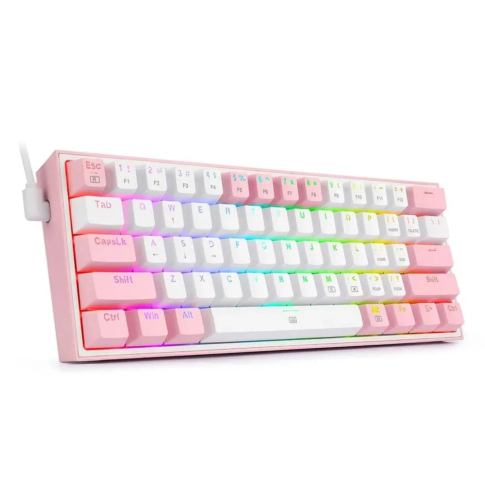 k617 wired RGB mechanical keyboard in white pink colour with multimedia keys