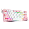 k617 wired RGB mechanical keyboard in white pink colour with multimedia keys