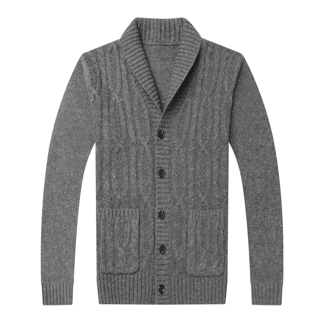 Men's Korean style jacquard knitted cardigan in chemical fibre blend for autumn winter wear