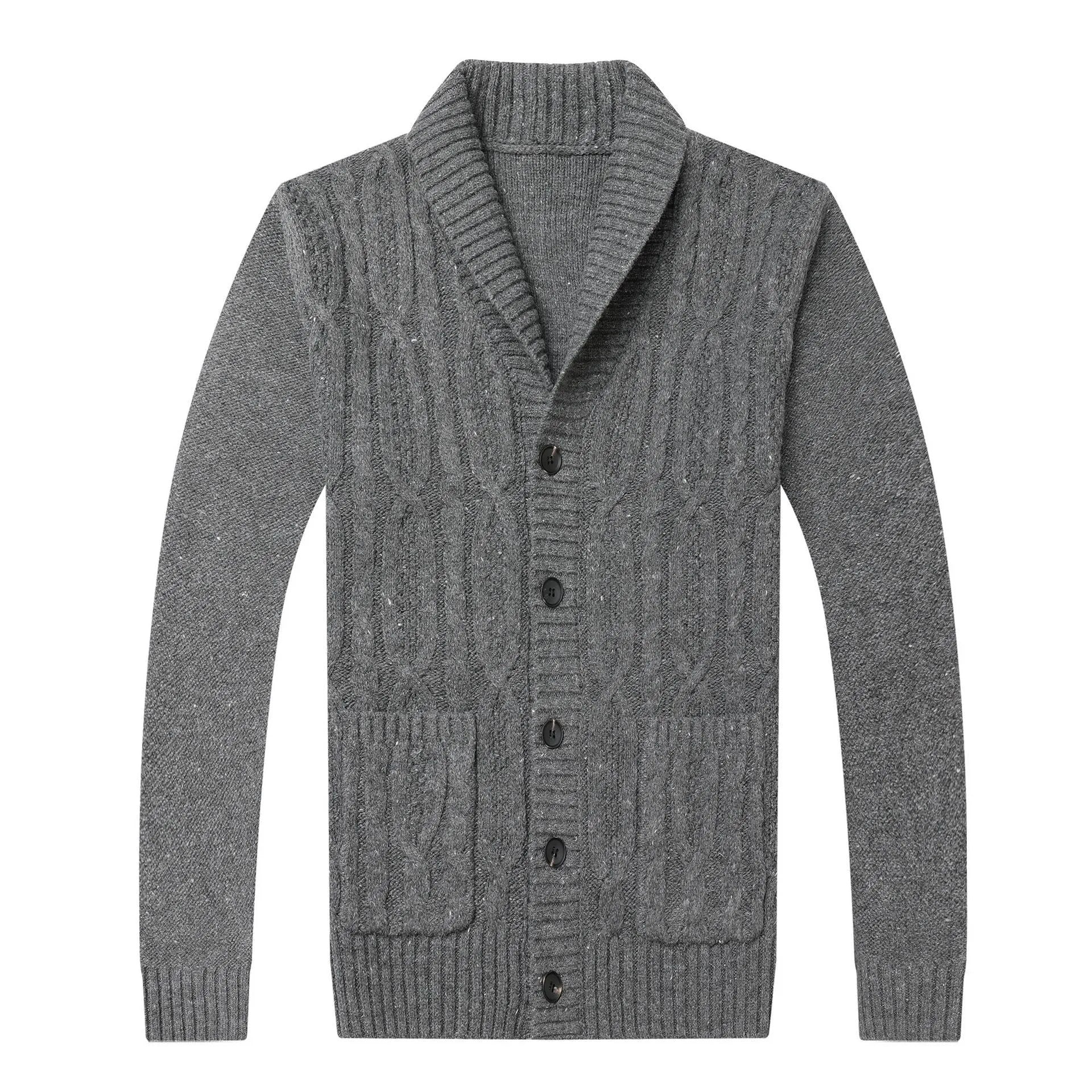 Men's Korean style jacquard knitted cardigan in chemical fibre blend for autumn winter wear