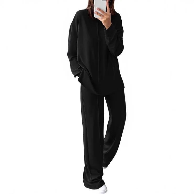 Women's long-sleeve polyester sports suit top and trousers in army green