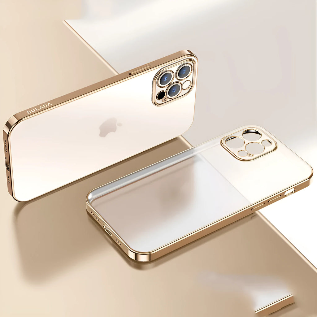 Square frame transparent matte silicone iPhone case in blue, green, purple, yellow colours