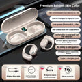 Fashion wireless ear hook Bluetooth headset in black plastic with USB charging cable