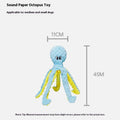 Plush long-legged octopus pet toy with ringing paper and creaking elements in blue or purple crocheted design