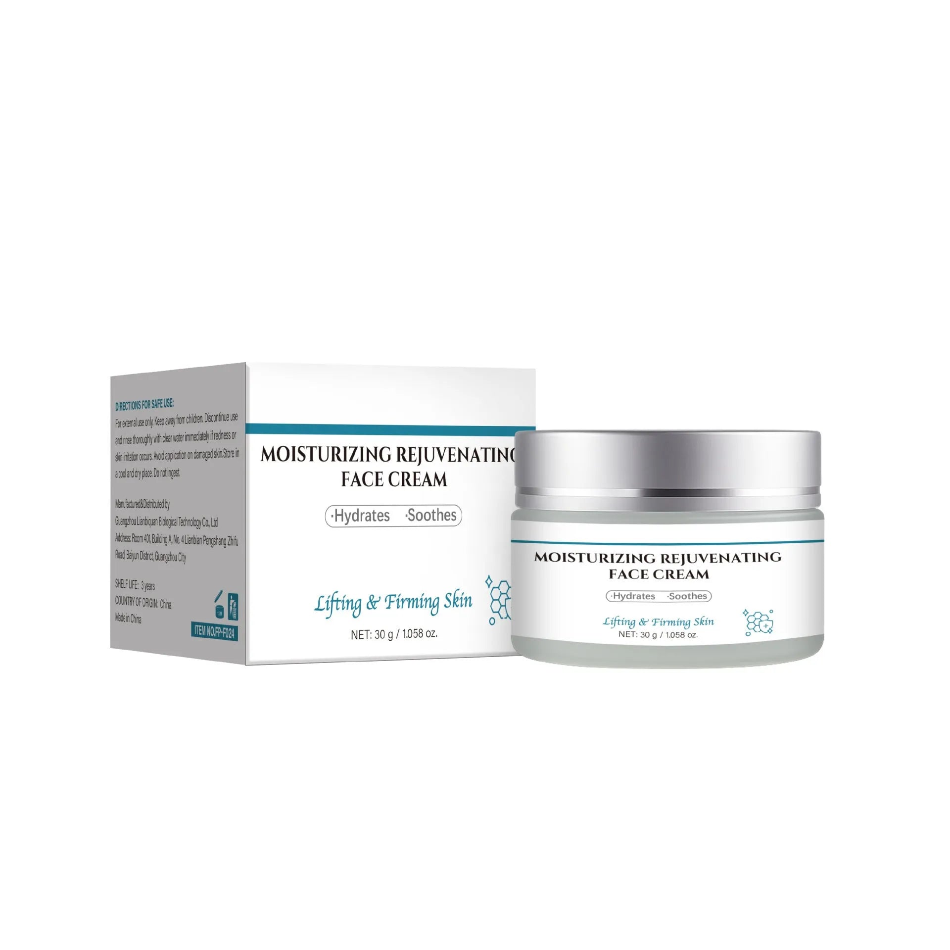 30g anti-aging cream jar with FP-F024 specification for facial skincare