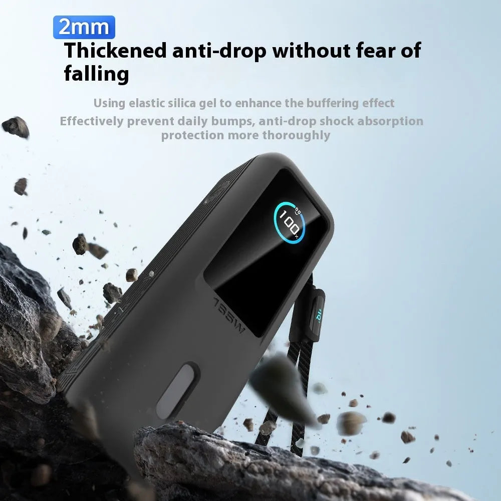 Silicone protective sleeve for Anker 165W power bank in Salt Lake Gray with cable storage compartment