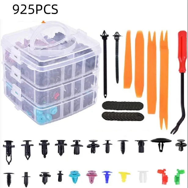 925PCs boxed buckle set with 26 kinds of nylon plastic automobile buckles, rivets, and fender screws for general vehicle use