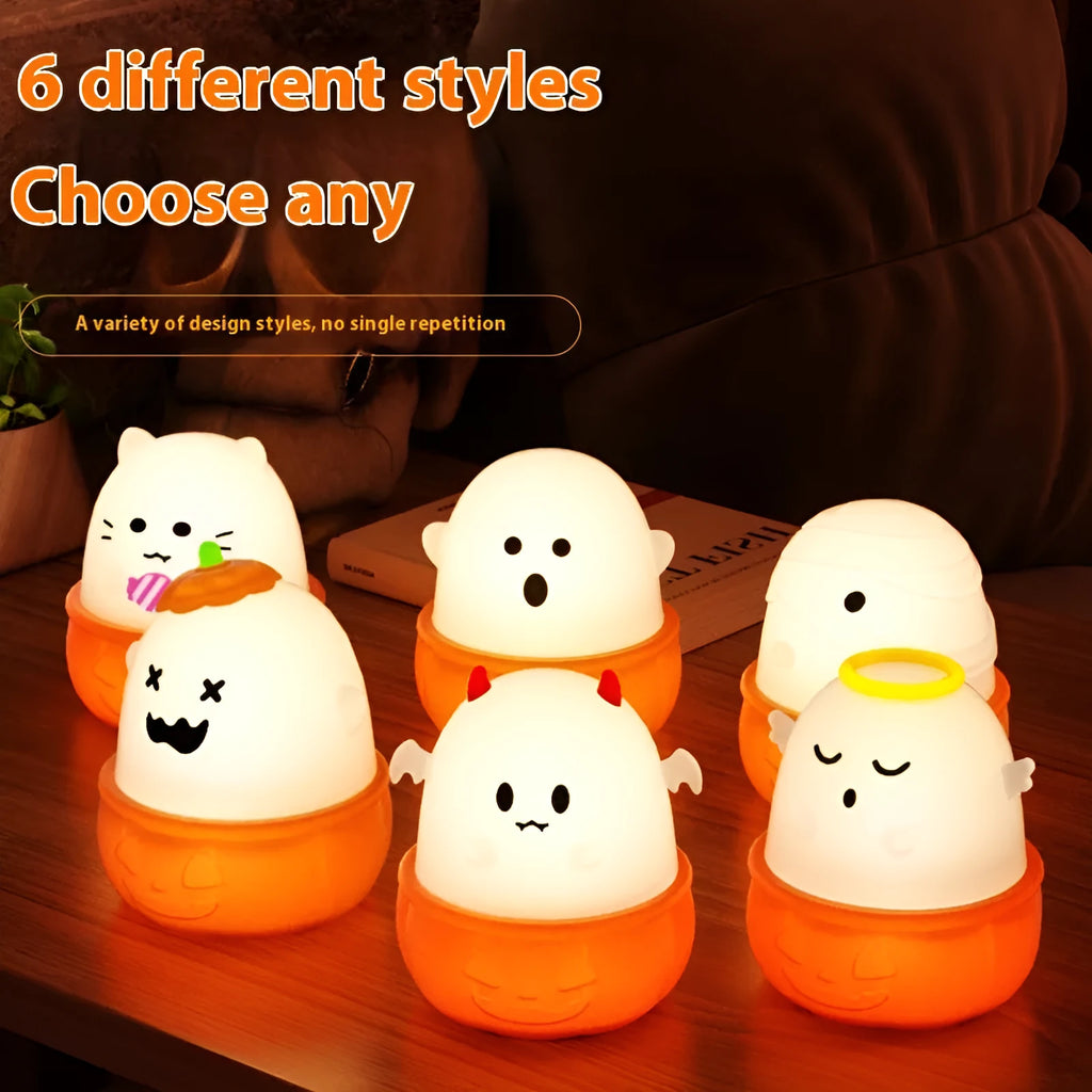 Small USB-charged silicone night lamp with warm light, 87.8x72mm, children's bedroom design