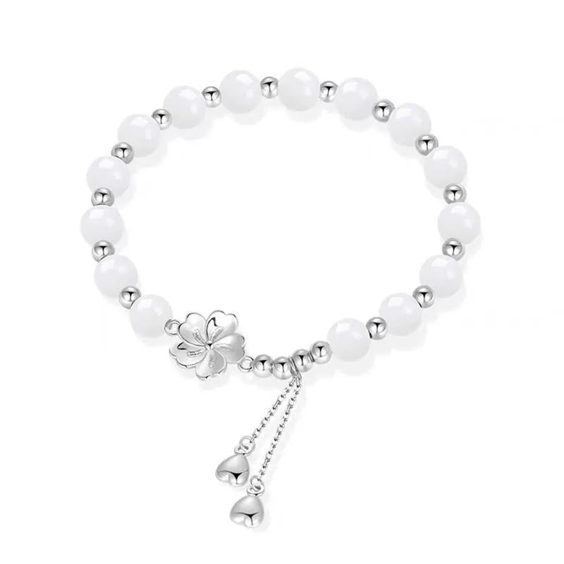 Chinese style resin beaded bracelet with floral designs for couples in S493 colour options