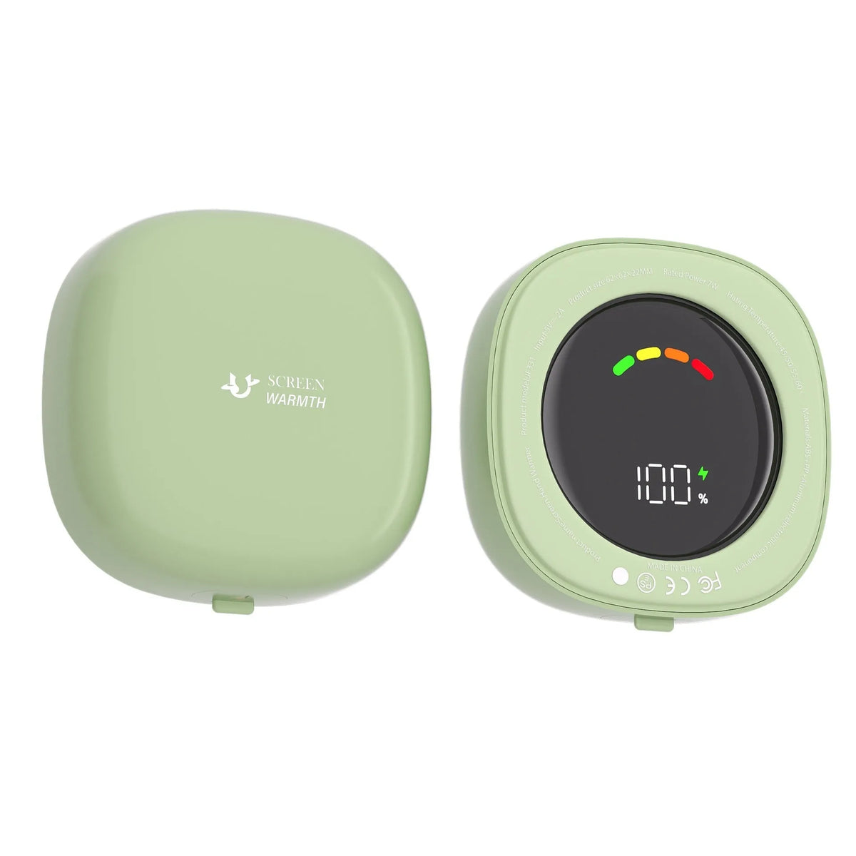 Mini portable magnetic hand warmer with USB charging and double sided heating in white colour