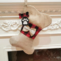 Christmas pet sock in polyester, black and red grid bones pattern, hanging decoration