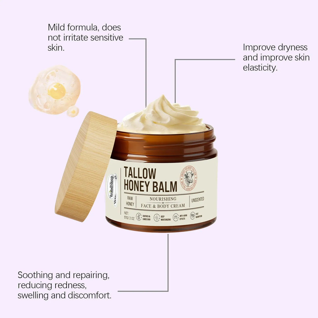 Tallow honey skin repair moisturising cream in 57g container for dry skin relief