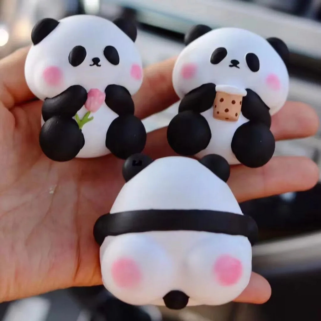 Cute panda car vent perfume decoration in one of three designs: Milk Tea Panda, Flower Panda or Back Panda