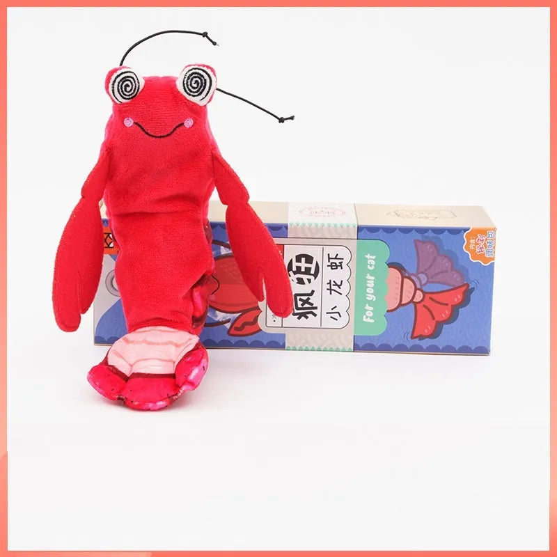 Intelligent automatic cat toy with soft plush fabric, 24x19x6 cm, in Lobster colour