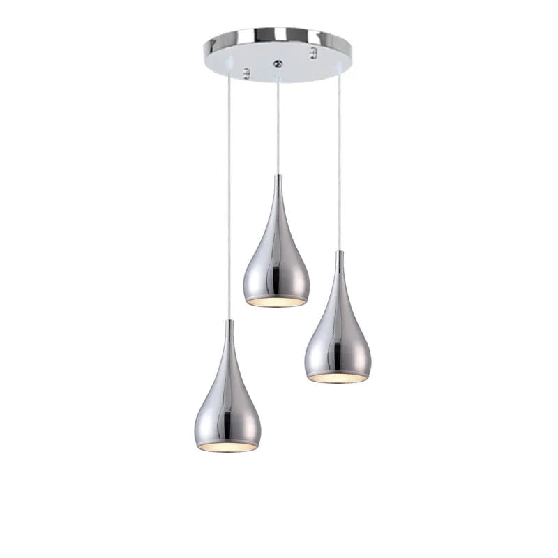 Modern minimalist iron chandelier with three light heads in a black finish, suspended from the ceiling.
