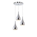 Modern minimalist iron chandelier with three light heads in a black finish, suspended from the ceiling.