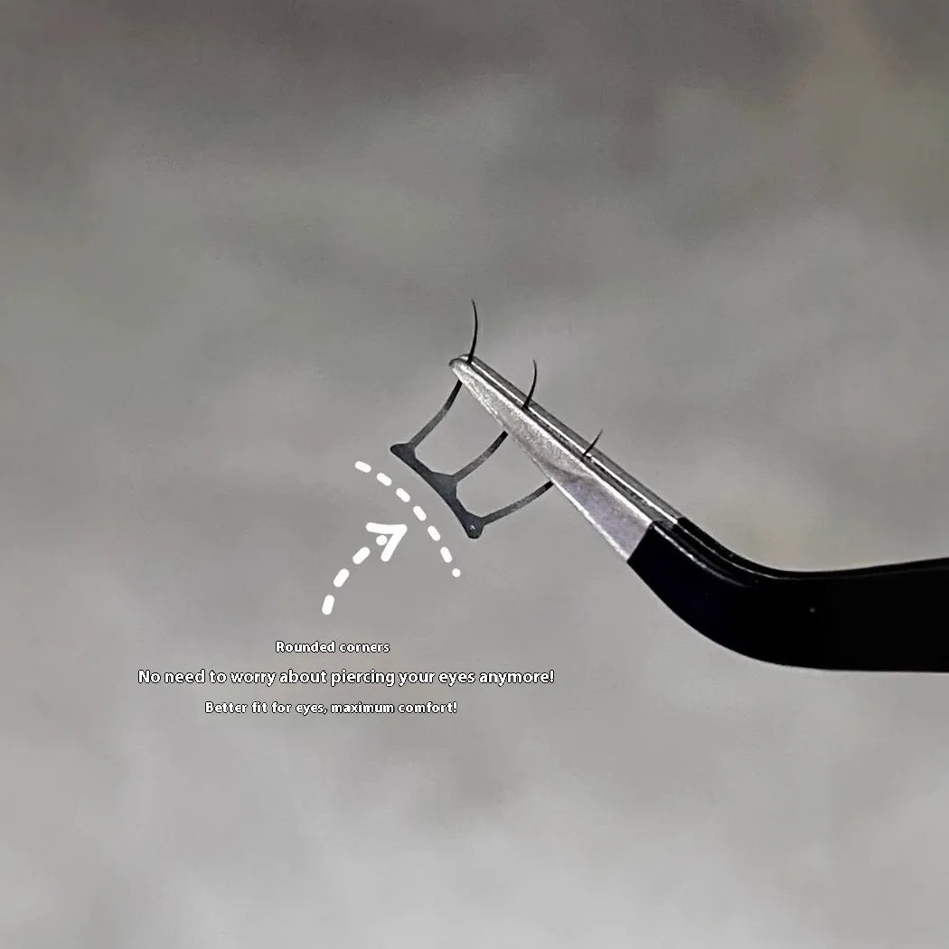 Reusable artificial fibre false eyelash clusters shown in packaging with optional tweezers and glue