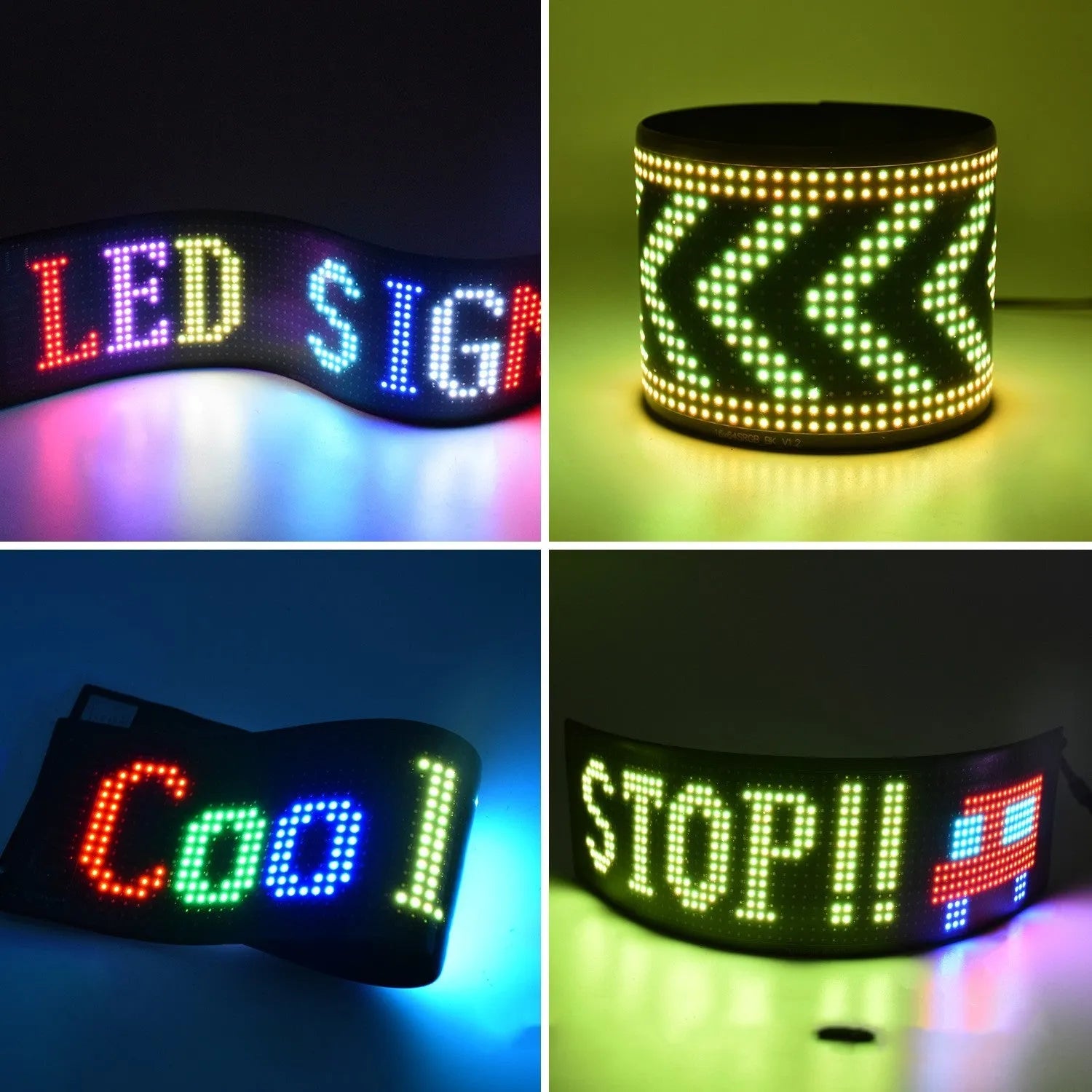 Programmable LED car sign with full-colour display showing custom text animation