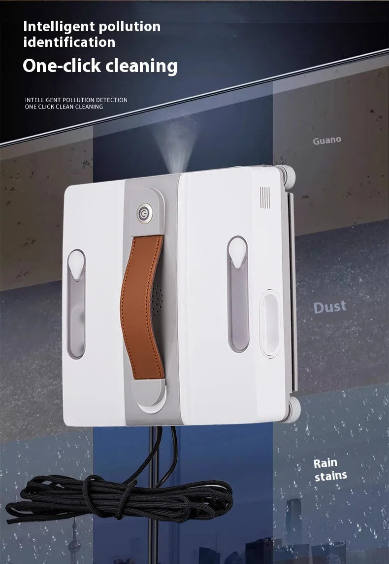 White intelligent window cleaning robot device for high-rise glass surfaces
